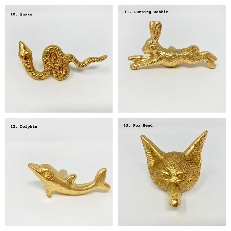 Bright Gold Animal Drawer Knobs Dresser Cabinet Chest of Drawers image 8