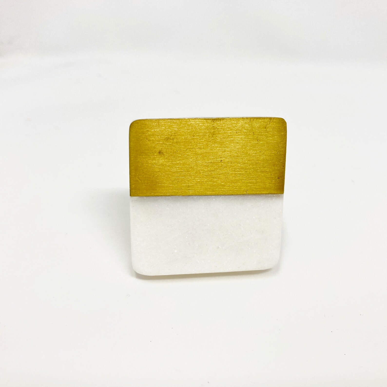 White SQUARE Stone Knob With Gold Detail Stone Marble Dresser Etsy UK