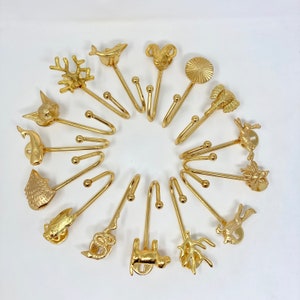Bright Gold Iron Wall Hooks Handmade Metal Animal Hooks - Tie-Backs