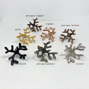 Coral Metal Knob Drawer Pull in Gold, Antique Brass, Copper, Silver, Black, Antique Pewter, Antique Copper - Cabinet Dresser