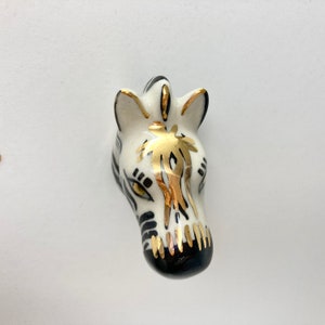 Ceramic ZEBRA Knob with Gold and Black Detail Handle Kitchen Cupboard Home image 4