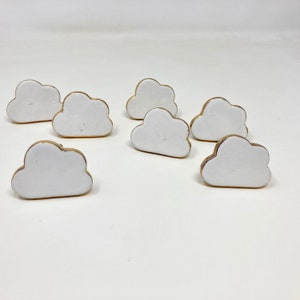 SLIGHT SECONDS Cloud Shaped Ceramic Knob with Gold Rim- Knobs / Drawer Pulls