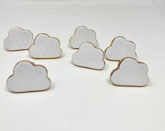 SLIGHT SECONDS Cloud Shaped Ceramic Knob with Gold Rim- Knobs / Drawer Pulls