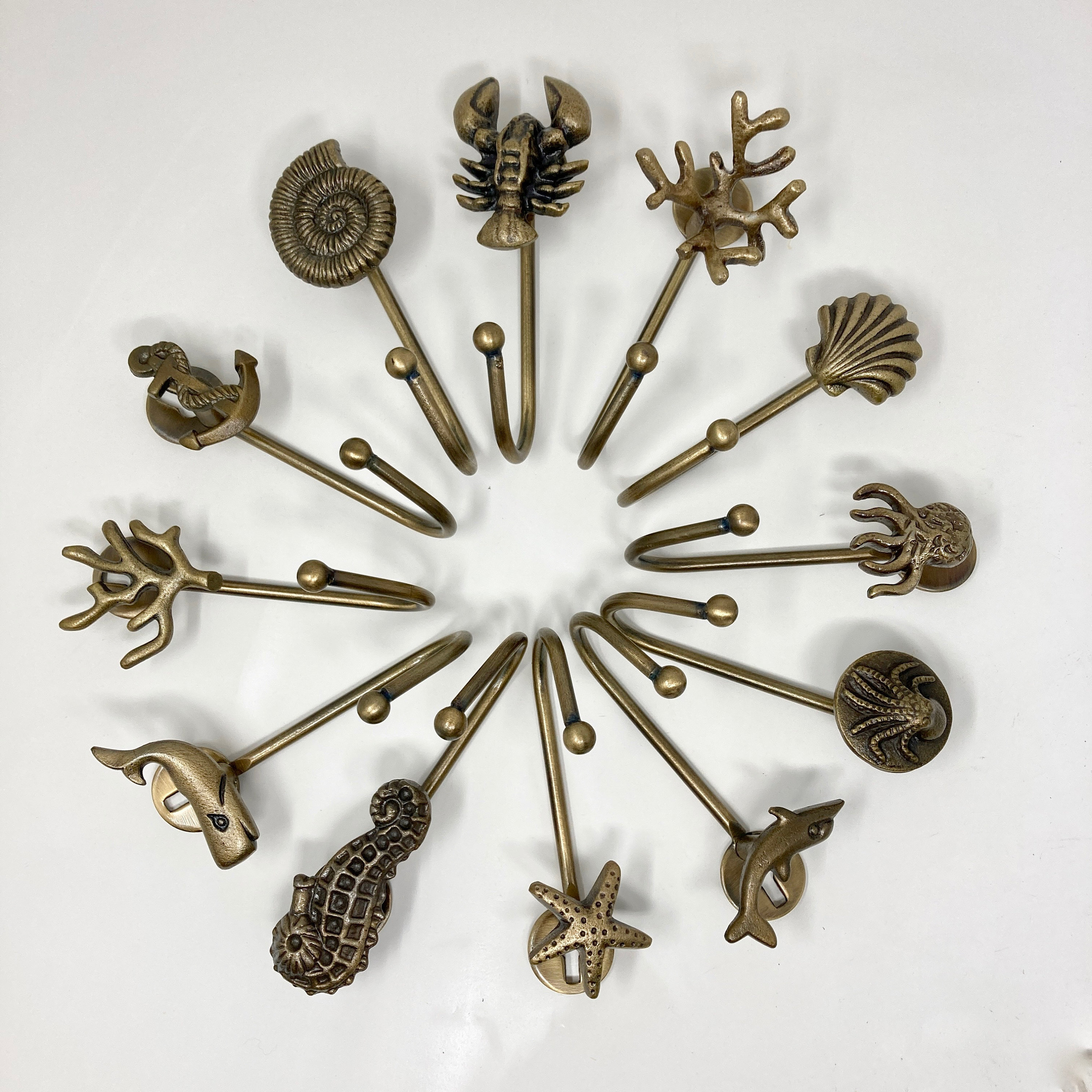 Ganci Da Parete Nautici A Tema Spiaggia – Set Da 5 Pezzi In Legno E Ferro – Decorazione Marittima