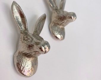 SILVER Hare Rabbit Bunny Drawer Door Pull Knob Animal Handle Kitchen Cupboard Home