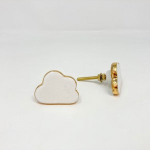 Cloud Ceramic Knob with Gold Edge - Knobs | Drawer Pulls | Cupboard | Dresser
