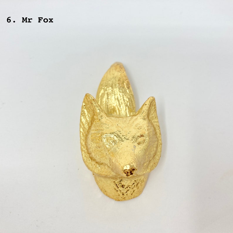 Bright Gold Animal Drawer Knobs Dresser Cabinet Chest of Drawers 6. Mr Fox