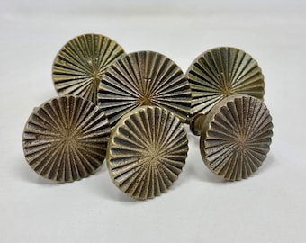 Antique Brass Vintage Art Deco Fan Iron Drawer Pull | 2 sizes | Large & Small | Rustic Cabinet Door Handle | Door Knobs