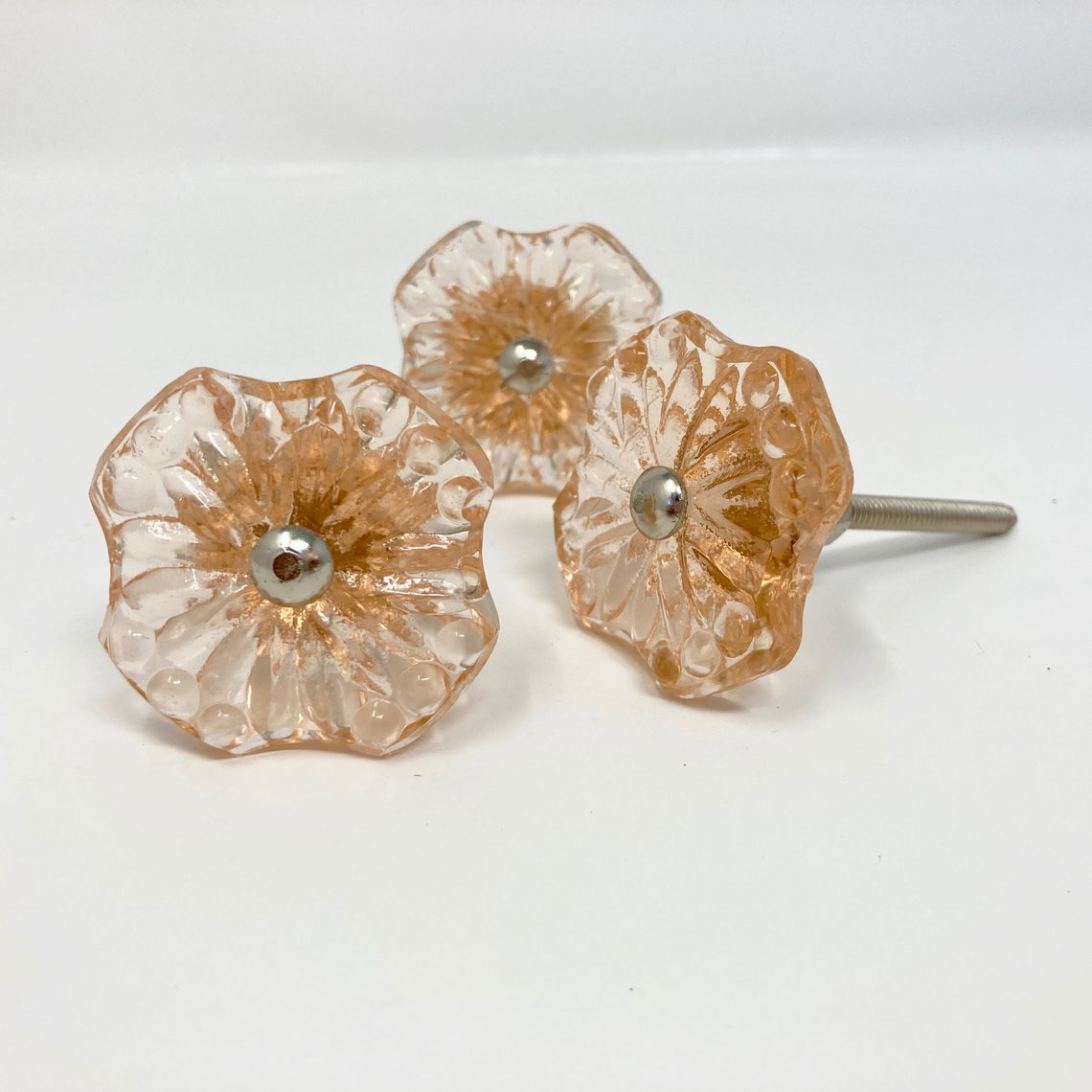 Pink Glass Flower KNOB Home decor drawer pull Bedroom Etsy