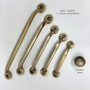 Boutons et poignées d'armoire en laiton massif | Bouton bulle | Manche en roseau | 100 % laiton | Remplacement de la poignée de cuisine