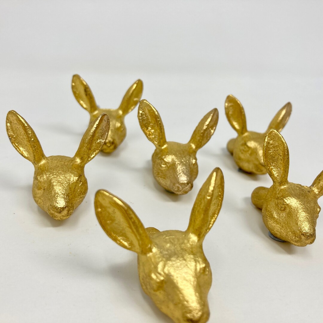 Old Gold Rabbit Head Knob Antique Gold Vintage Gold Woodland Iron ...