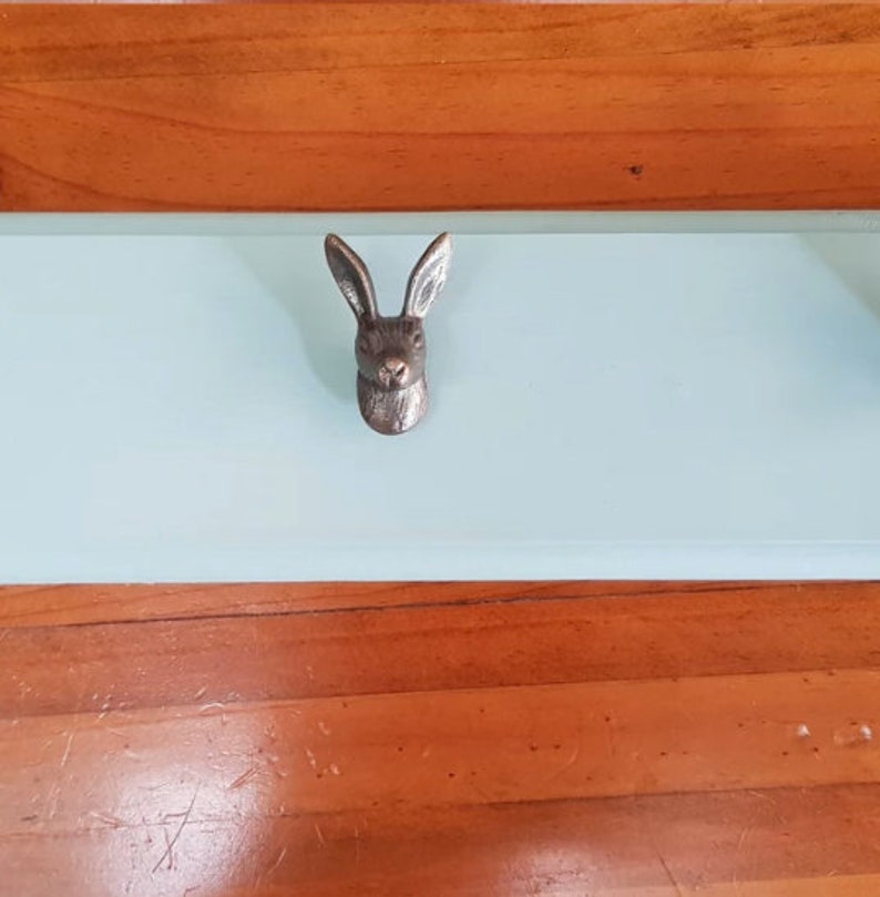 SILVER Hare Rabbit Bunny Drawer Door Pull Knob Animal Handle Kitchen Cupboard Home image 4