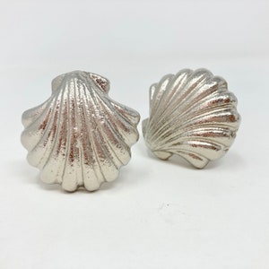 Art Deco Style Silver Shell Clam Knob Handle Kitchen Cupboard Home Bathroom Hallway Seaside Nautical