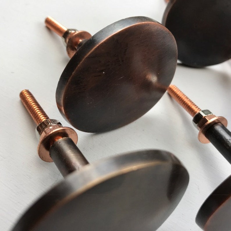 6 x Large Asymmetrical Deep Copper Antique Colour Metal DoorDrawer Knob