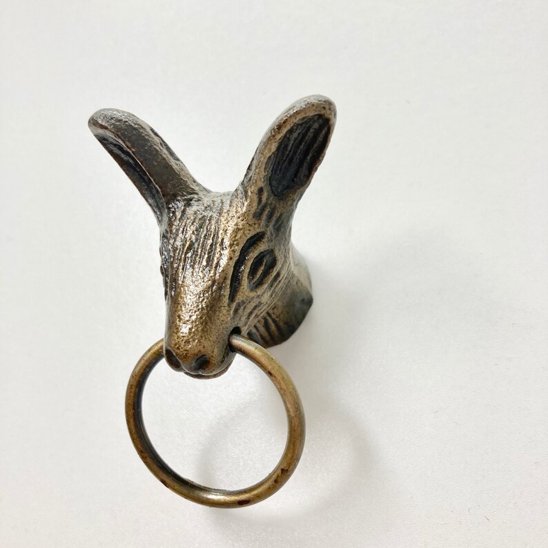 Anillo Woodland Latón Antiguo Animales Ciervo Liebre Zorro Búho con Anilla Cajones Armario Cómoda imagen 3