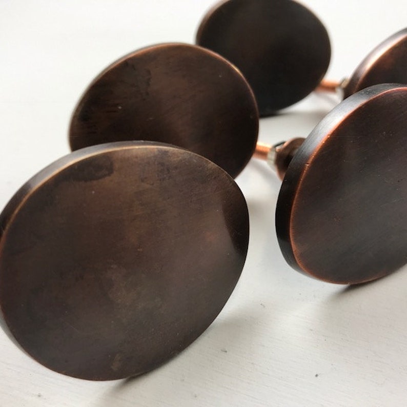 6 x Large Asymmetrical Deep Copper Antique Colour Metal DoorDrawer Knob