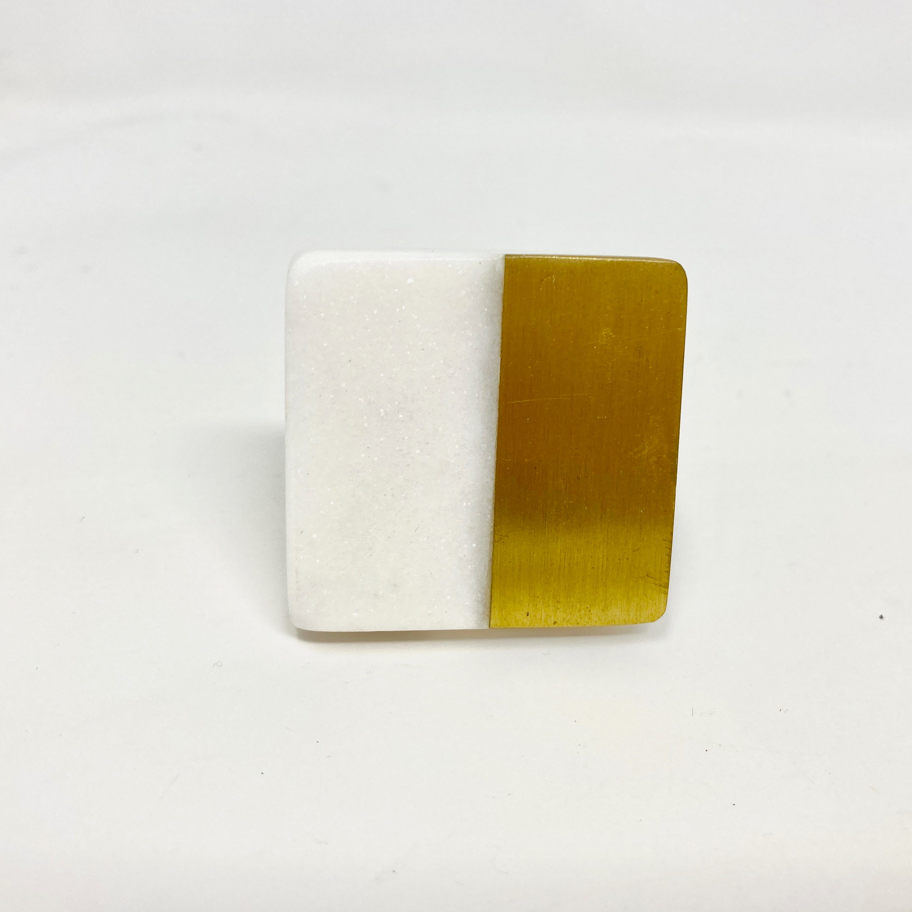 White SQUARE Stone Knob With Gold Detail Stone Marble Dresser Etsy UK