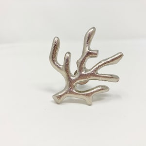 Silver Coral Tree Metal Branch Knob Drawer Pull - Cabinet Dresser Cupboard
