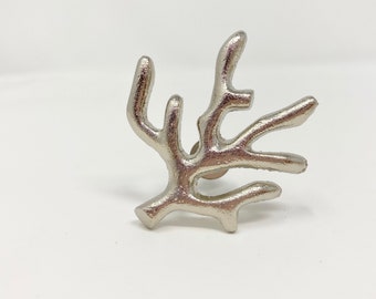 Silver Coral Tree Metal Branch Knob Drawer Pull - Cabinet Dresser Cupboard