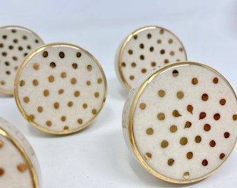 Gold Spot & White Hand Painted Handmade Ceramic Knob, Drawer Knobs Cabinet Knobs and Pulls