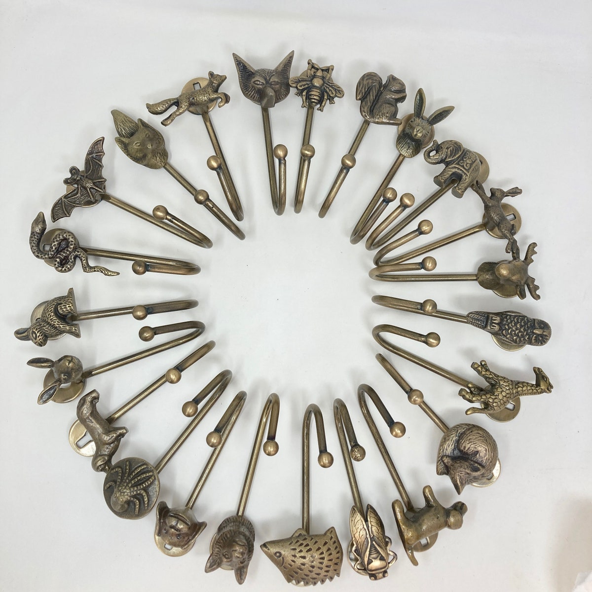Vintage Antique Brass Iron Wall Hooks | Tie Backs