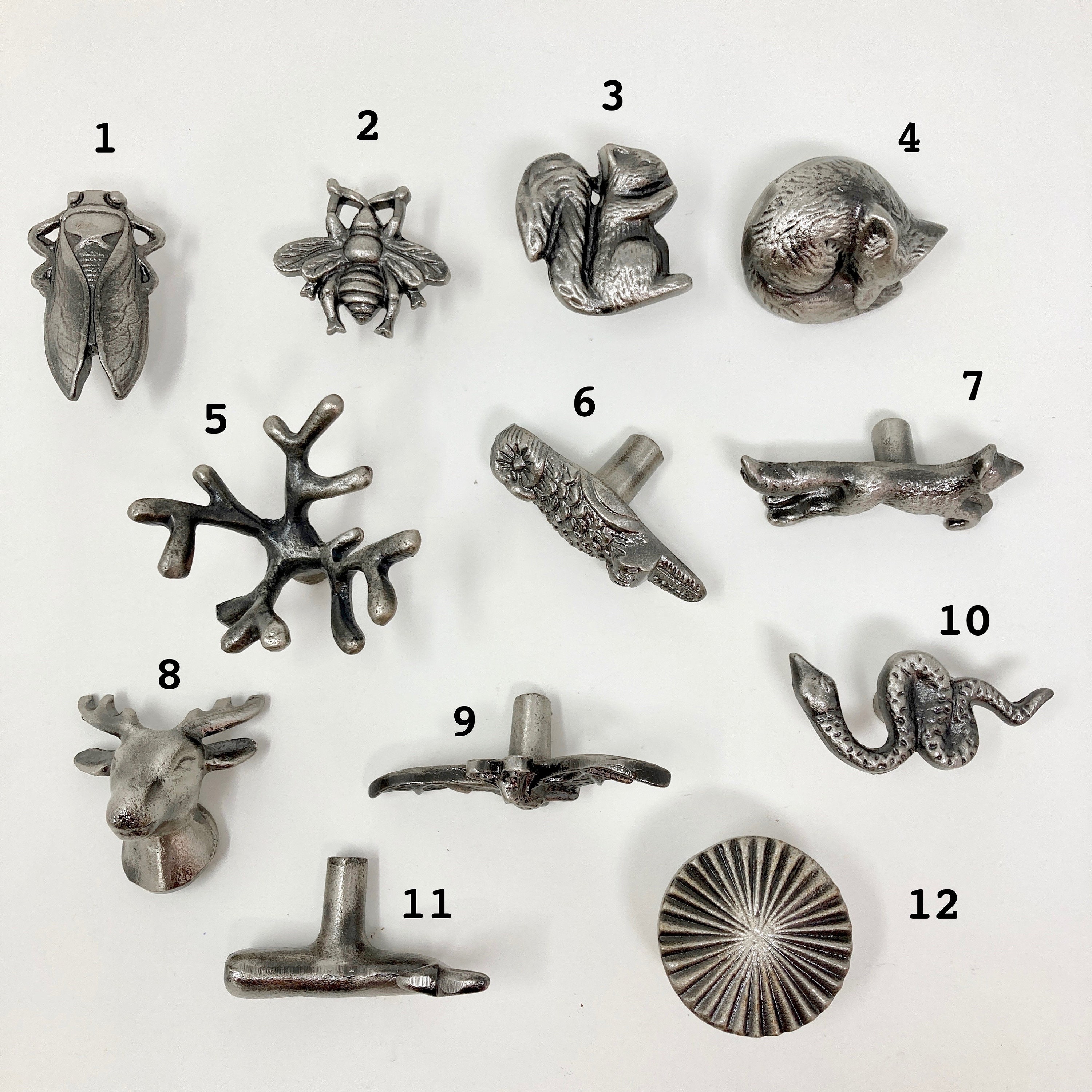 ANTIQUE PEWTER Drawer Cabinet Knobs  - Dresser Cabinet Chest of Drawers