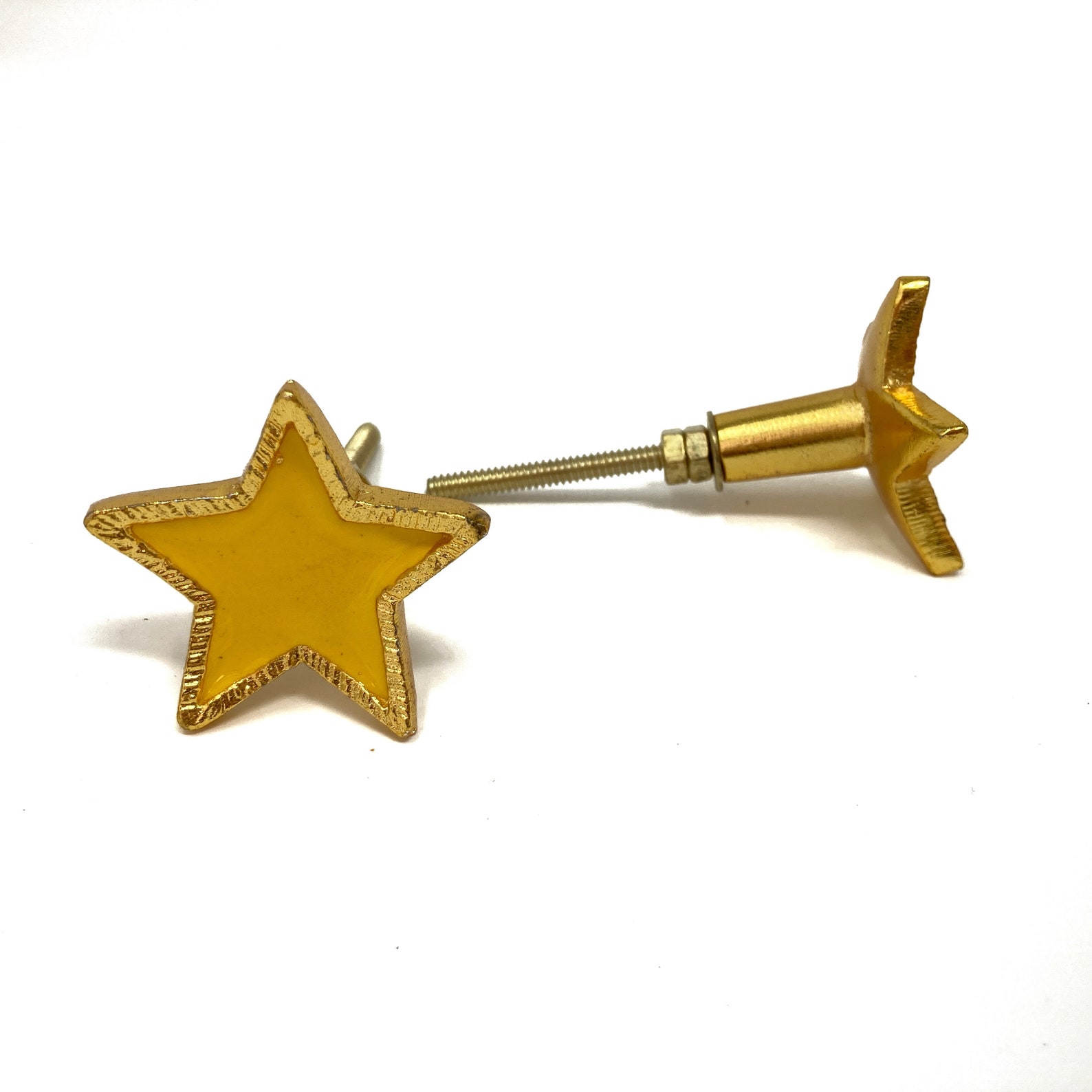 STAR Shaped Enamel Knob with Gold Surround Hardware Etsy