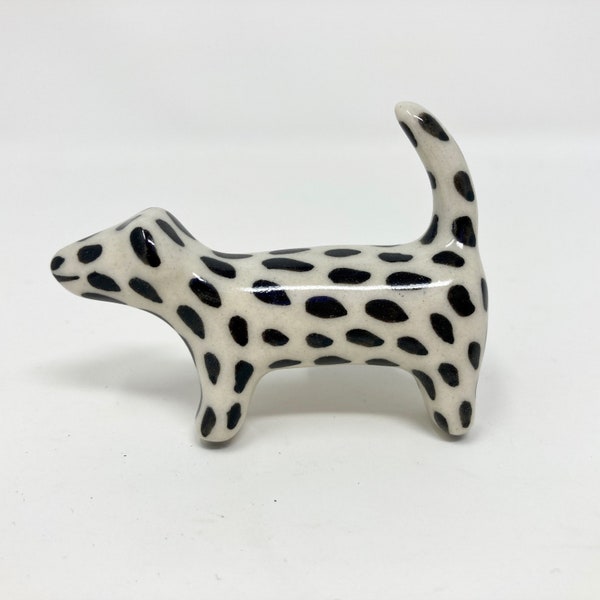 Black & White Handmade Spotted Dog Knob made from Ceramic - Handle Kitchen Cupboard Home