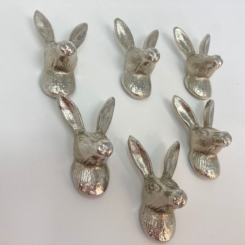 SILVER Hare Rabbit Bunny Drawer Door Pull Knob Animal Handle Kitchen Cupboard Home image 7