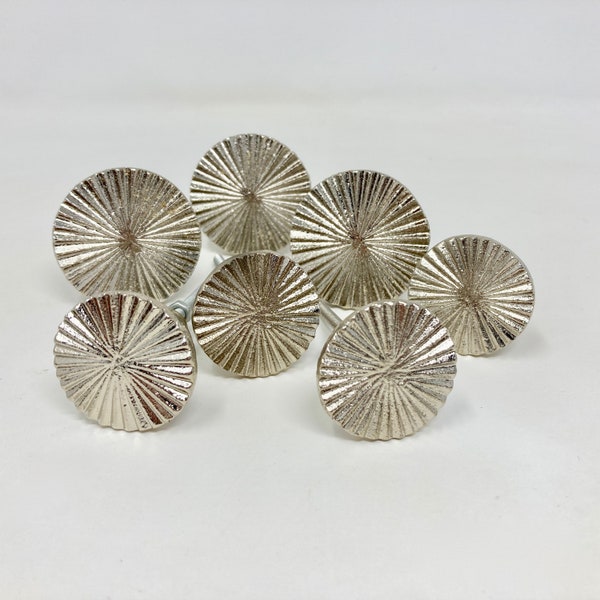 Crackled Silver Vintage Art Deco Fan Iron Drawer Pull | 2 sizes | Large & Small | Rustic Cabinet Door Handle | Door Knobs