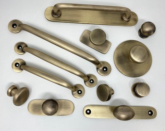 Solid Brass Antiqued Cabinet Knobs and Handles | Bubble Knob | Reed Handle | I00% Brass | Kitchen Handle Replacement