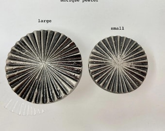 Antique Pewter Art Deco Fan Drawer Pull Iron Cabinet Door Handle 2 Sizes Large & Small