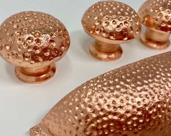 Copper Hammered Knob & Cup Handle Cabinet - Iron - Drawer Pull Door Knob Kitchen Replacement Knob