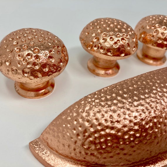 Copper Hammered Knob Cup Handle Cabinet Iron Drawer Pull Door Knob Kitchen Replacement Knob Etsy