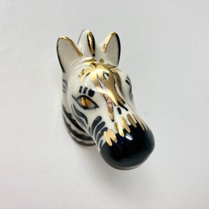 Ceramic ZEBRA Knob with Gold and Black Detail Handle Kitchen Cupboard Home image 3