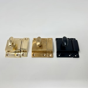 UNLACQUERED Cabinet Kitchen Door Latch | Cupboard Turn Latch Catch Knob | Shaker Style | Polished Brass | Aged Brass | Cast Iron