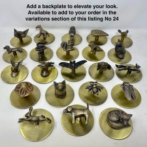 Vintage Antique Iron Cabinet Door Handles Bronze Handmade Metal Animal Cupboard Door Knobs, Drawer Pulls 24. Backplate