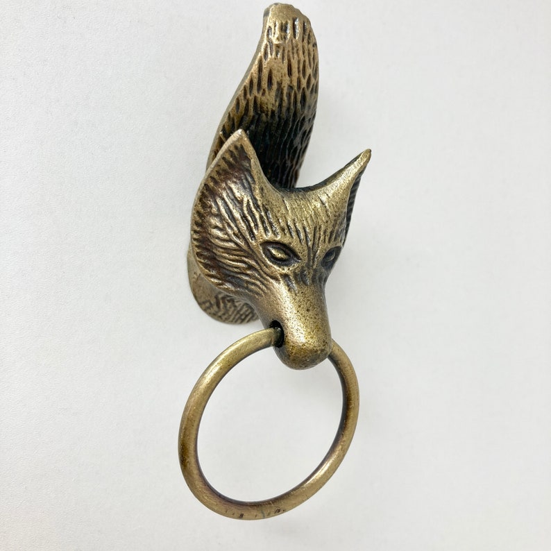 Anillo Woodland Latón Antiguo Animales Ciervo Liebre Zorro Búho con Anilla Cajones Armario Cómoda imagen 5