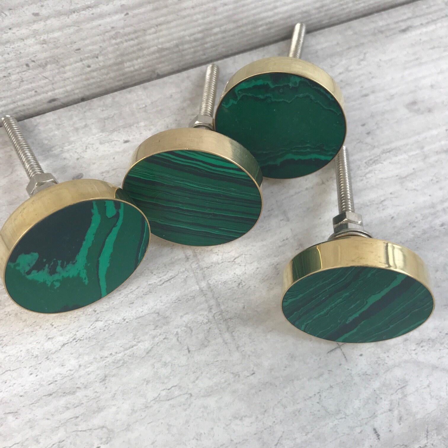 Set x 6 Round GREEN Marble Effect Door Knob with a Gold Etsy