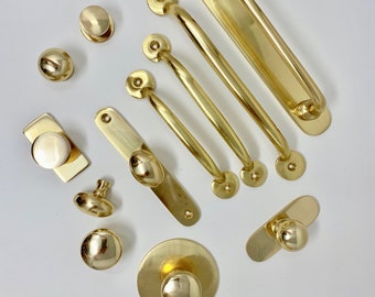 Solid Polished Brass Cabinet Knobs and Handles | Bubble Knob | Reed Handle | I00% Brass | Kitchen Handle Replacement