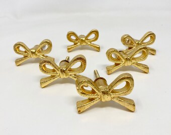 Bow Tie Gold Metal Knob Bedroom Cabinet Drawer Pull - Knob Home decor drawer pull