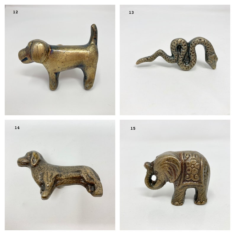 Vintage antike Eisen-Schranktürgriffe, bronzefarbene handgefertigte Metall-Tier-Schranktürknöpfe, Schubladengriffe Bild 7