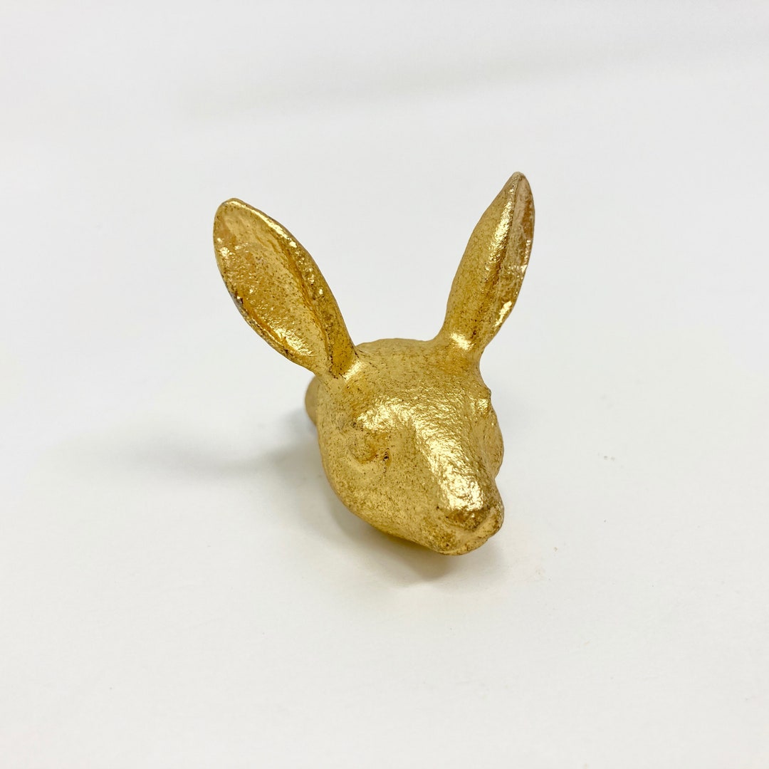 Old Gold Rabbit Head Knob Antique Gold Vintage Gold Woodland - Etsy