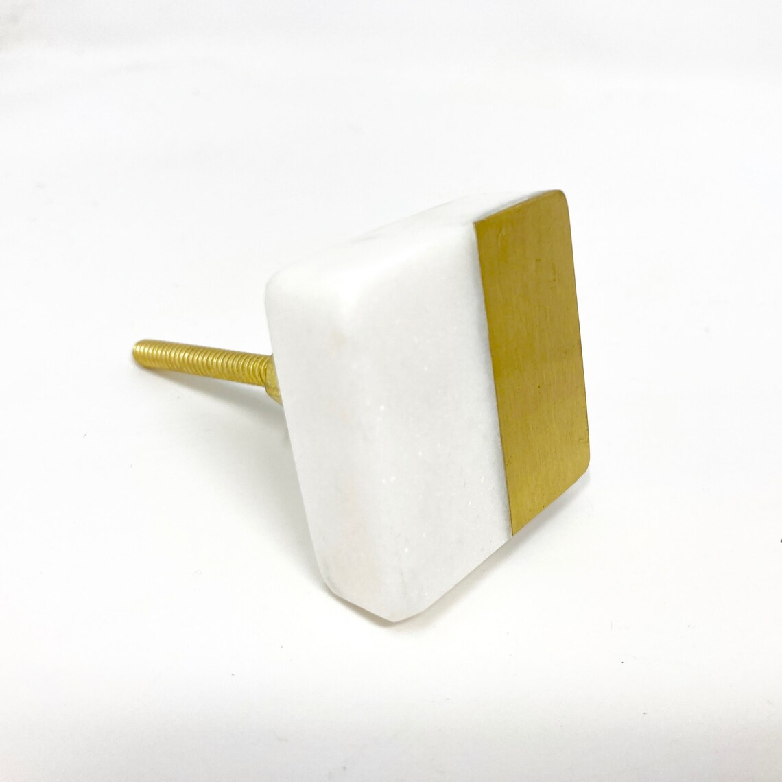 White SQUARE Stone Knob With Gold Detail Stone Marble Dresser Etsy UK