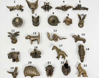 Vintage Antique Iron Cabinet Door Handles Bronze Handmade Metal Animal Cupboard Door Knobs, Drawer Pulls