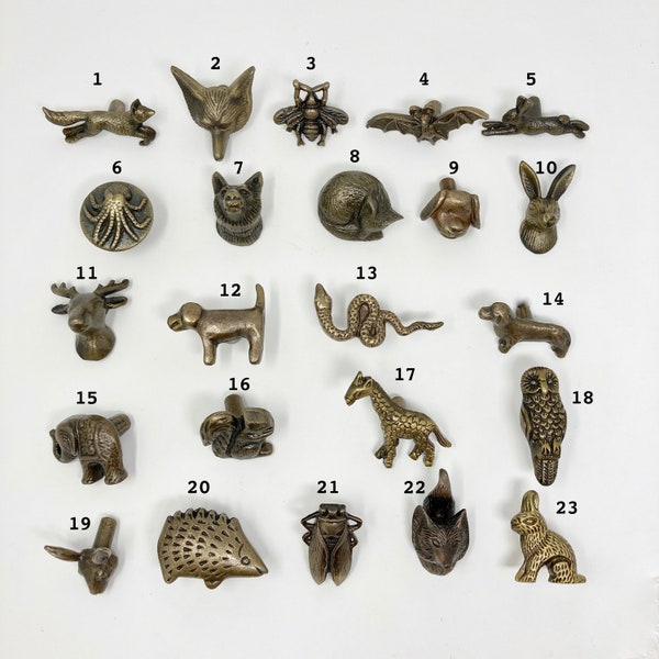 Vintage antike Eisen-Schranktürgriffe, bronzefarbene handgefertigte Metall-Tier-Schranktürknöpfe, Schubladengriffe