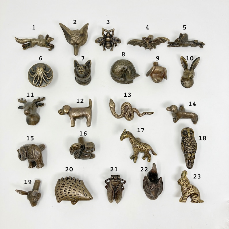Vintage Antique Iron Cabinet Door Handles Bronze Handmade Metal Animal Cupboard Door Knobs, Drawer Pulls