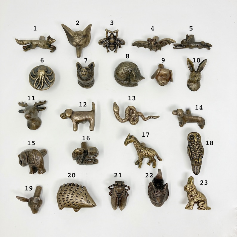 Vintage Antique Iron Cabinet Door Handles Bronze Handmade Metal Animal Cupboard Door Knobs, Drawer Pulls image 1