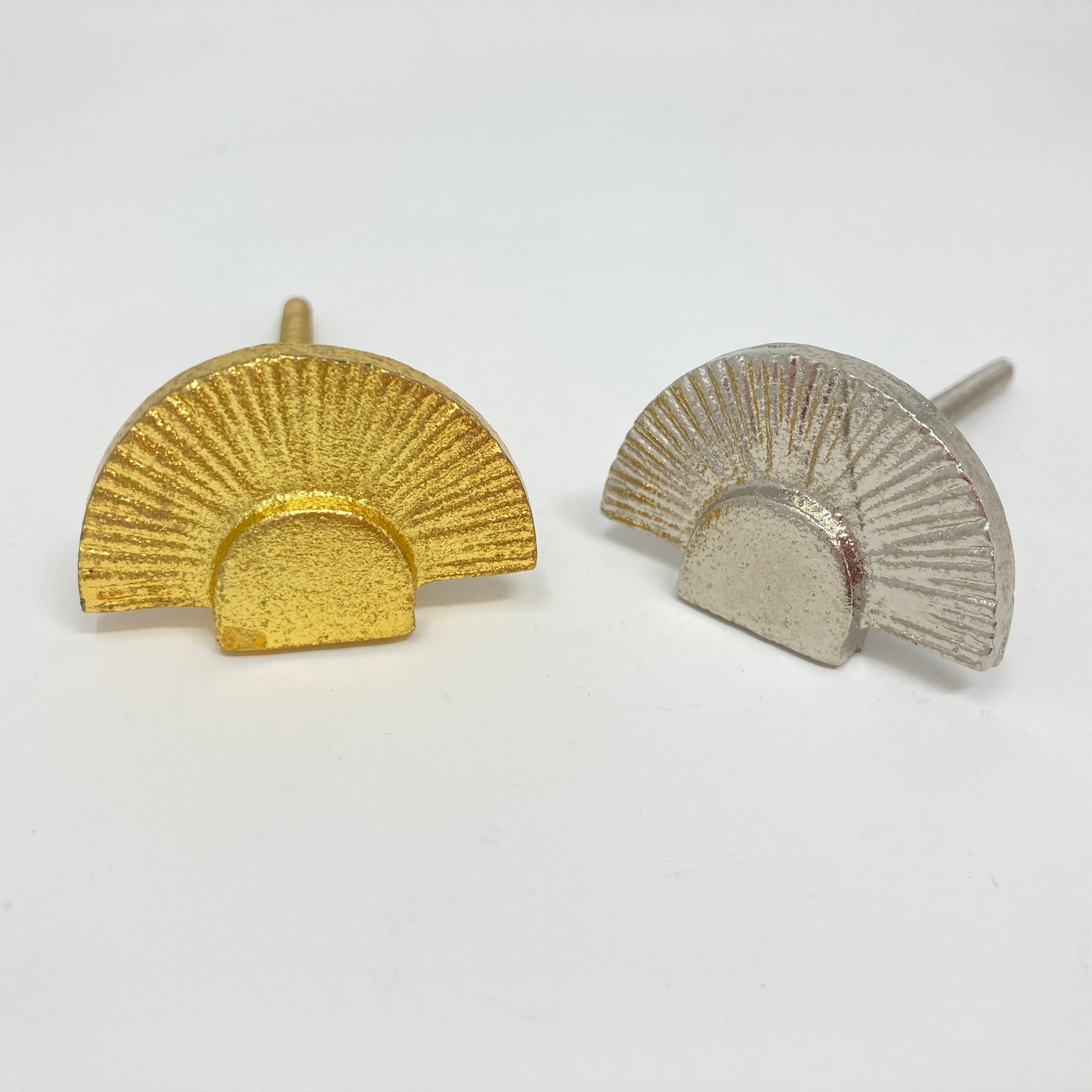 Art Deco Fan Knob Silver Gold Iron Knob Kitchen Knob Vintage Etsy