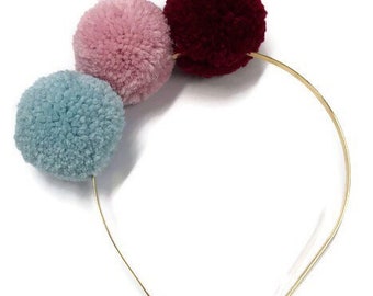 Pom Pom Alice Headband | 100% Merino Wool  | One Size Fits All | Perfect for girls and adults